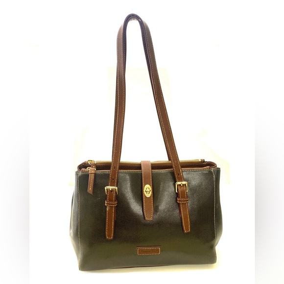 Dooney & Bourke Brown Claremont Miller Saffiano Leather Satchel Tote Handbag - Picture 3 of 16